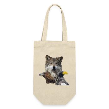Wolf und Adler - Geschenkbeutel für Flaschen - Natur - Vorne
