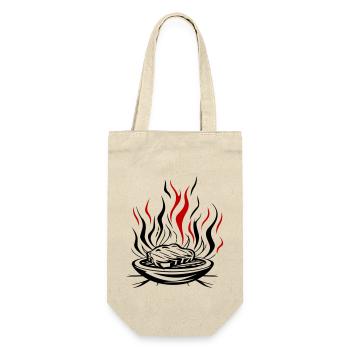 Grill Flamme Fleisch Bbq - Geschenkbeutel für Flaschen - Natur - Vorne