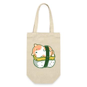 Shiba Inu Hund Sushi Japan Akita I Geschenk - Geschenkbeutel für Flaschen - Natur - Vorne