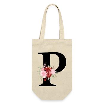 Lettre p floral rouge - Sac à bouteille - nature - Devant