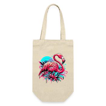 Flamingo - Geschenkbeutel für Flaschen - Natur - Vorne