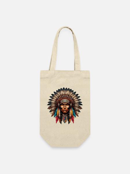 Amerikanischer Indianer Amerikaner - Geschenkbeutel für Flaschen - Natur