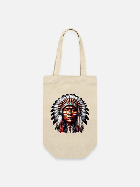 Amerikanischer Indianer Amerikaner - Geschenkbeutel für Flaschen - Natur
