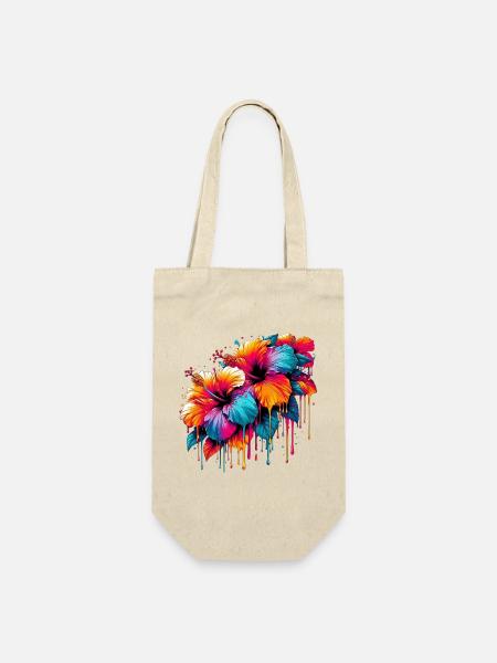 Hibiskusblüten - Geschenkbeutel für Flaschen - Natur