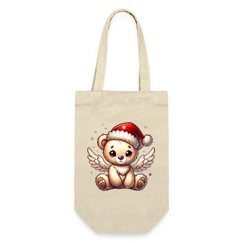 Teddybär Engel-süßer Begleiter der Weihnachtszeit - Geschenkbeutel für Flaschen - Natur - Vorne