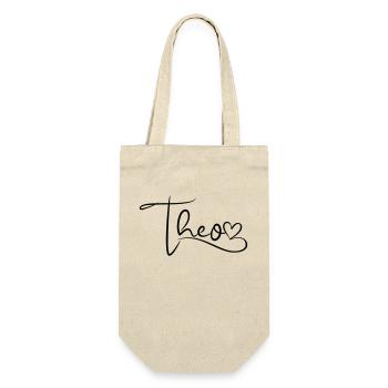 Theo Name First Name Heart Decor - Gift Bag for Bottles - nature - Front