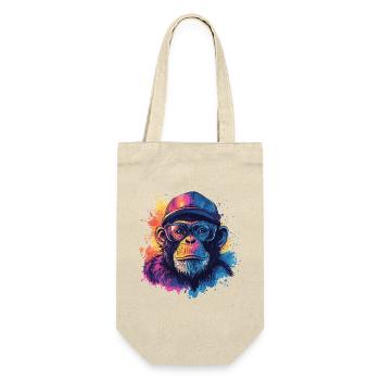 Watercolor Hipster Monkey - Gift Bag for Bottles - nature - Front