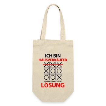 Hausverkäufer Hauskauf Verkäufer Lustig Sprüche - Geschenkbeutel für Flaschen - Natur - Vorne
