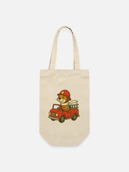 Otter-Feuerwehrwagen Design - Geschenkbeutel für Flaschen - Natur