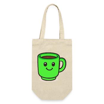 kaffeetasse-smile-cartoon - Geschenkbeutel für Flaschen - Natur - Vorne