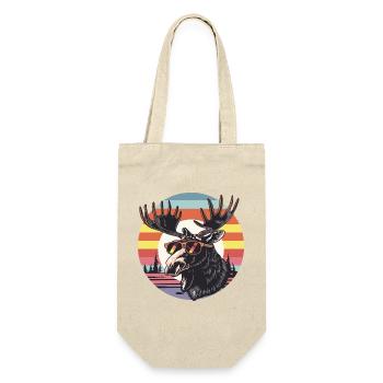 Retro Elch mit Sonnenbrille - Geschenkbeutel für Flaschen - Natur - Vorne