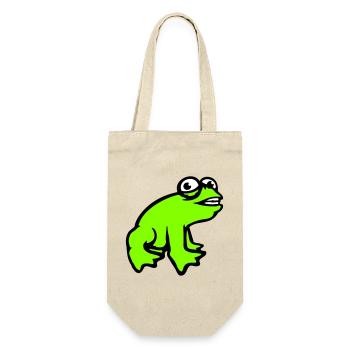 Frosch grinst cool lustig Comic verrückte Kröte - Geschenkbeutel für Flaschen - Natur - Vorne