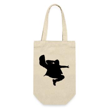 B-Boy Silhouette – Breakdance Jump Kick - Geschenkbeutel für Flaschen - Natur - Vorne