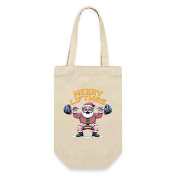 Merry Liftmas Pixel-Santa - Geschenkbeutel für Flaschen - Natur - Vorne