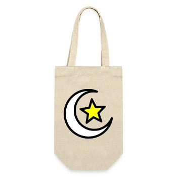 Crescent Moon & Star | Islamic Symbol Line Art - Gift Bag for Bottles - nature - Front