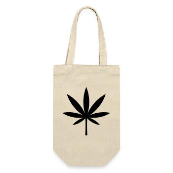 Cannabis / Marihuana / Hanfblatt (Black) - Geschenkbeutel für Flaschen - Natur - Vorne