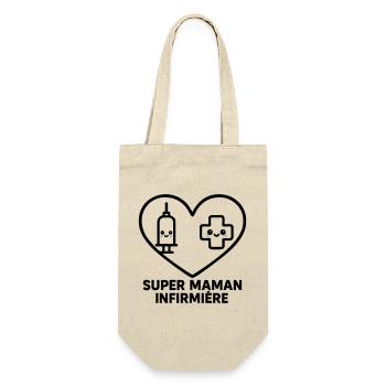 Super maman infirmière – Cœur idée cadeau - Sac à bouteille - nature - Devant