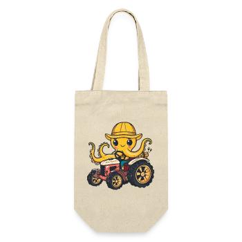 Oktopus Traktor Farmer - Geschenkbeutel für Flaschen - Natur - Vorne