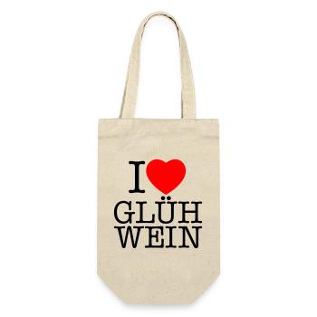 i love Gluehwein Weihnachten - Geschenkbeutel für Flaschen - Natur - Vorne