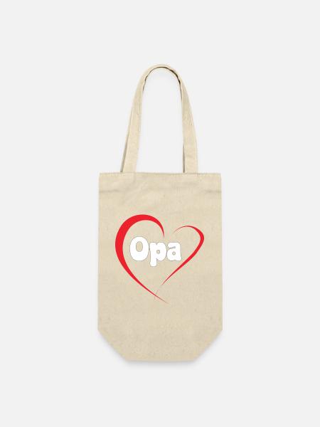Opa Herzliebe Design - Geschenkbeutel für Flaschen - Natur