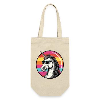 Unicorn mit Sonnenbrille Sunset - Geschenkbeutel für Flaschen - Natur - Vorne
