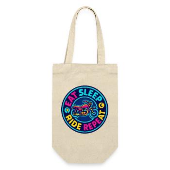 Eat, Sleep Ride Repeat – Motorrad – Biker - Geschenkbeutel für Flaschen - Natur - Vorne