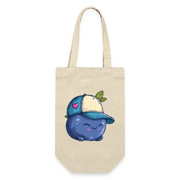 Kawaii Blaubeere mit Cap - Geschenkbeutel für Flaschen - Natur - Vorne