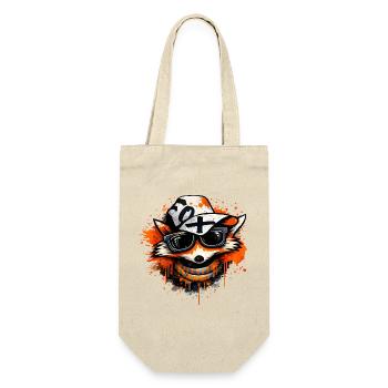 Cooler Fuchs mit Kappe und Sonnenbrille  - Geschenkbeutel für Flaschen - Natur - Vorne