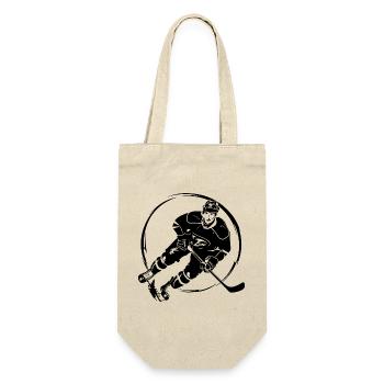 Hockey Spieler Silhouette - Geschenkbeutel für Flaschen - Natur - Vorne