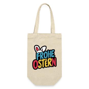 Frohe Ostern Hase - Geschenkbeutel für Flaschen - Natur - Vorne