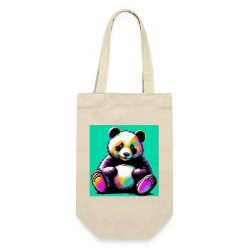 Panda - Geschenkbeutel für Flaschen - Natur - Vorne