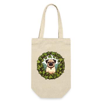 Pug in Ivy Wreath - Gift Bag for Bottles - nature - Front