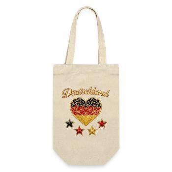 German Stars Heart Design Proud Fan Style - Geschenkbeutel für Flaschen - Natur - Vorne
