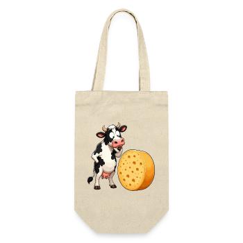 Cow Meets Cheese Cartoon - Gift Bag for Bottles - nature - Front