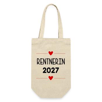 Rente, Rentnerin 2027 Herz - Geschenkbeutel für Flaschen - Natur - Vorne