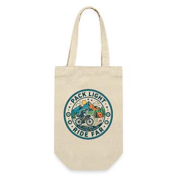 Pack Light Ride Far Bikepacking Vintage Badge Tee - Gift Bag for Bottles - nature - Front
