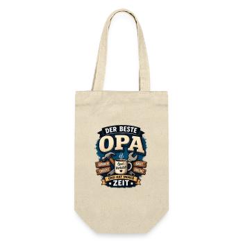 Der beste Opa – Werkstatt Motiv - Geschenkbeutel für Flaschen - Natur - Vorne