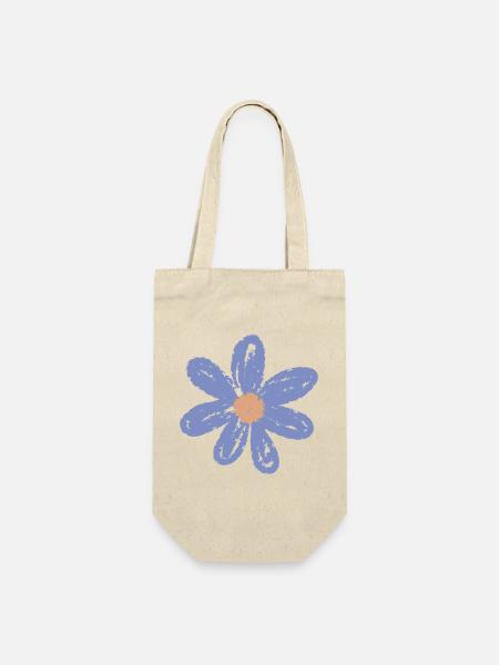 Blüte in Blau Handgemalt - Geschenkbeutel für Flaschen - Natur