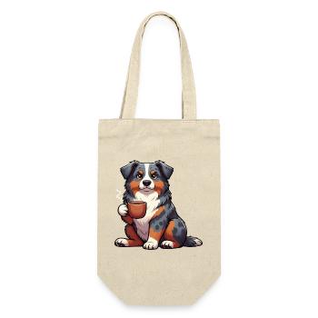 Australian Shepherd Aussie Aussiebesitzer Aussies - Geschenkbeutel für Flaschen - Natur - Vorne