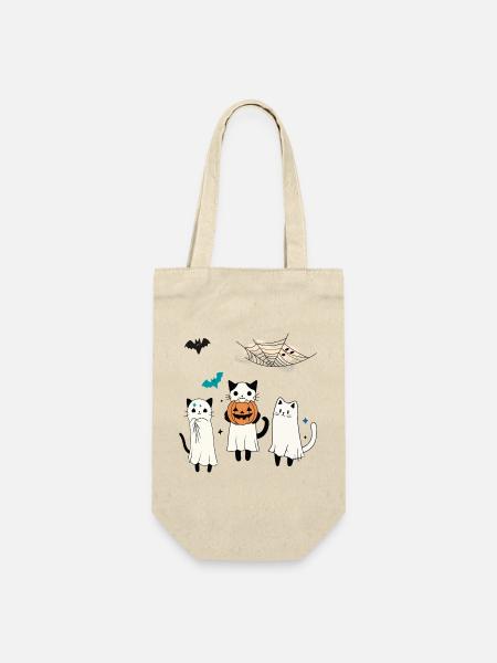 Katzen Halloween - Geschenkbeutel für Flaschen - Natur
