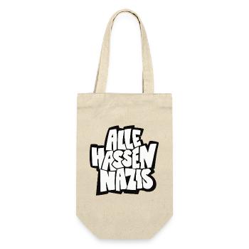 Alle_hassen_Nazis_sw - Geschenkbeutel für Flaschen - Natur - Vorne