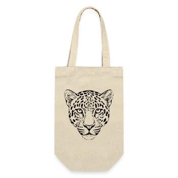 Leopard Kopf Leopardenkopf Geschenk für Sie - Geschenkbeutel für Flaschen - Natur - Vorne