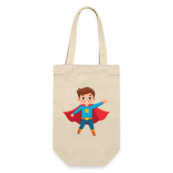 Kleiner Comic Superheld Kinder Helden Power Shirt - Geschenkbeutel für Flaschen - Natur - Vorne