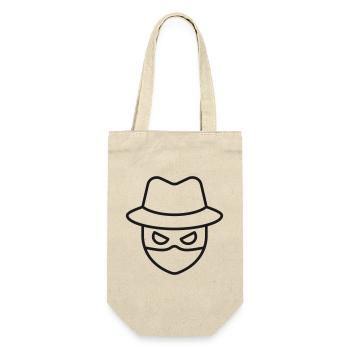 Maskierter Hacker-Linien-Symbol - Geschenkbeutel für Flaschen - Natur - Vorne
