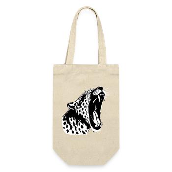 Schwarzweiß Leopardenkopf (PNG) - Geschenkbeutel für Flaschen - Natur - Vorne
