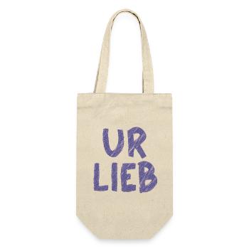 UR LIEB – Süßer Spruch mit österreichischem Charme - Geschenkbeutel für Flaschen - Natur - Vorne