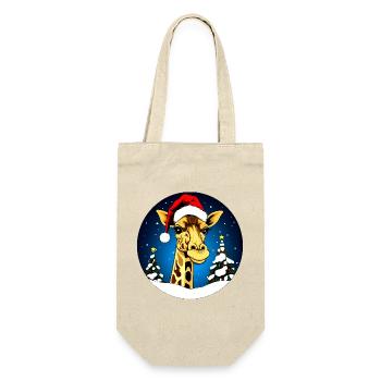 Giraffen Weihnachten - Geschenkbeutel für Flaschen - Natur - Vorne