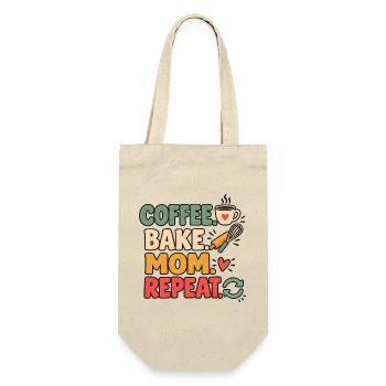 Backmama Bäckerin Köchin Mama Kaffeeliebhaberin Kunst - Geschenkbeutel für Flaschen - Natur - Vorne