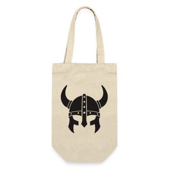 Horned Viking Helmet Silhouette - Geschenkbeutel für Flaschen - Natur - Vorne
