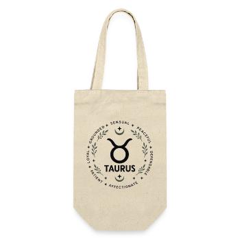 Stier-Tierkreis-Astrologie-Horoskop-Stiersymbol - Geschenkbeutel für Flaschen - Natur - Vorne